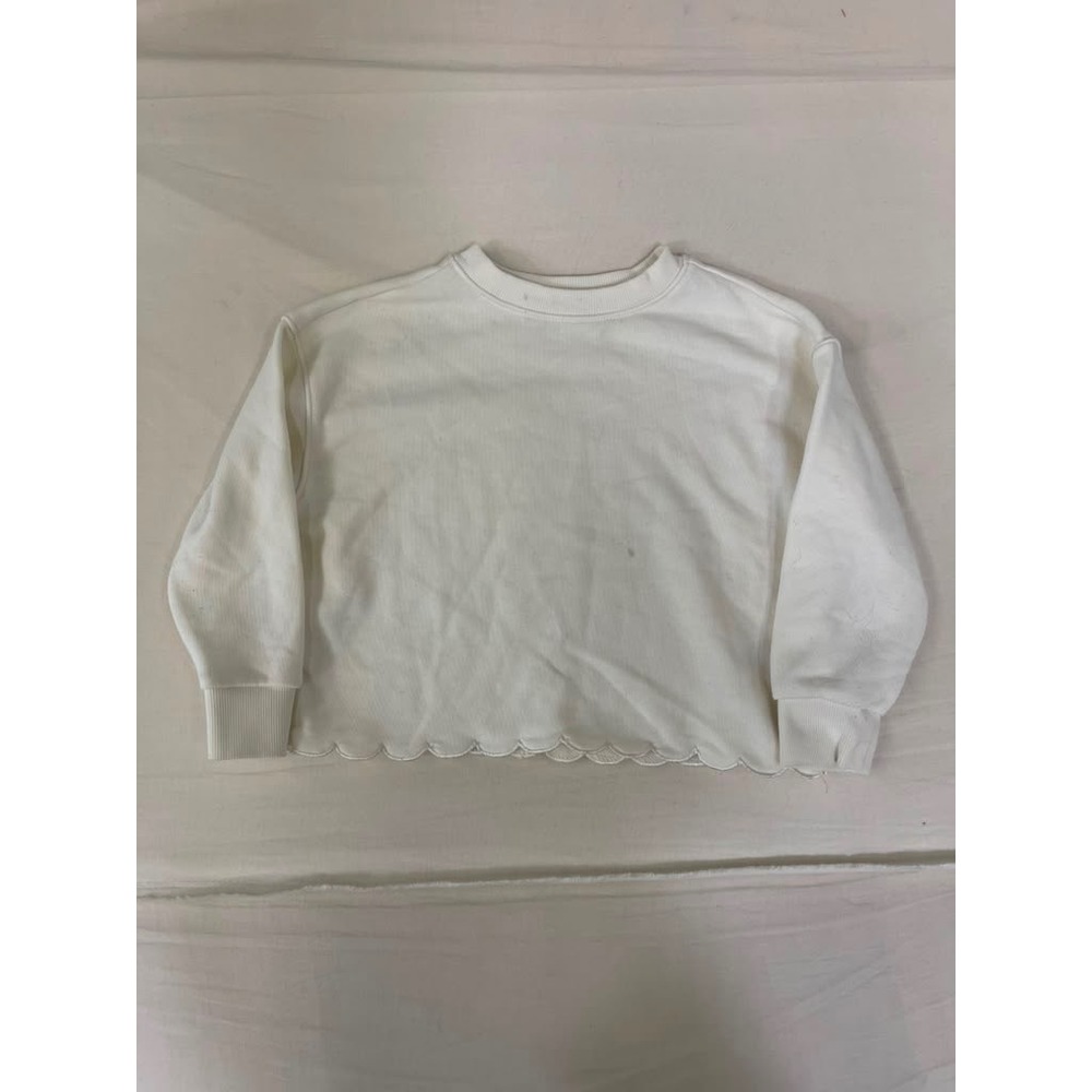 Amazon Essentials x Sofia Grainge Girls Scallop Hem Sweatshirt Cream 4T Pullover